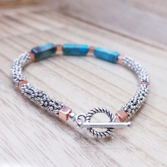 Sky Blue Imperial Jasper Beaded Gemstone Br - Picture 8 of 8